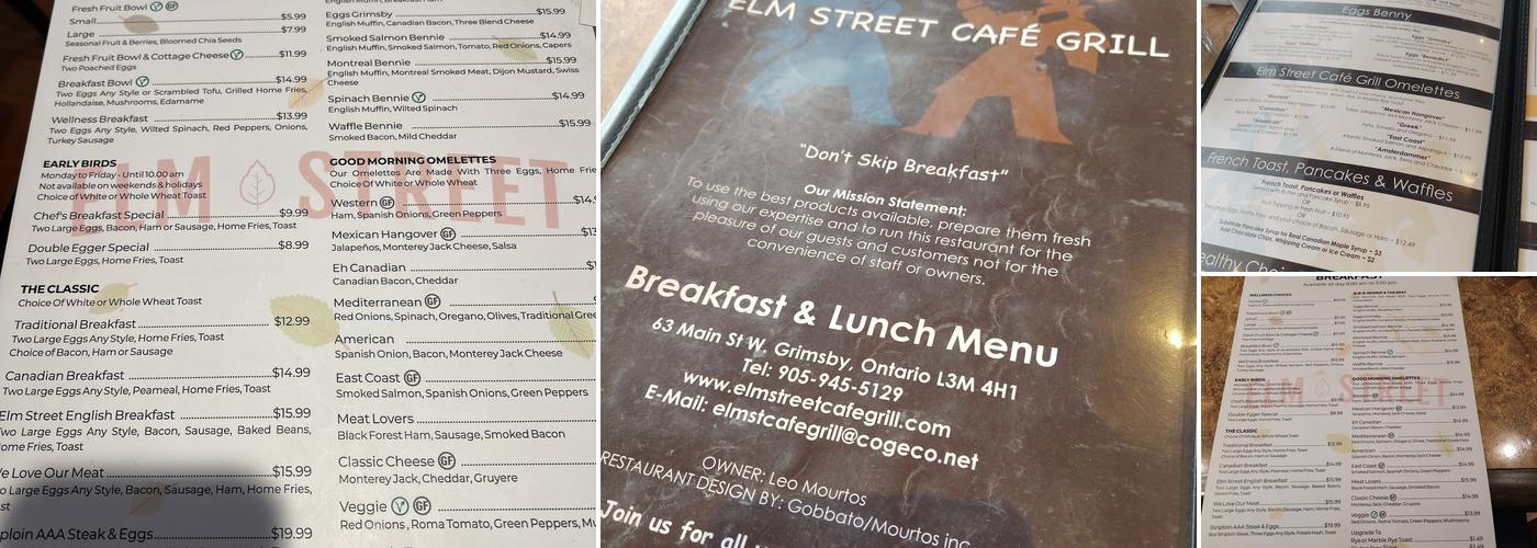 Elm Street Cafe Grill Menu