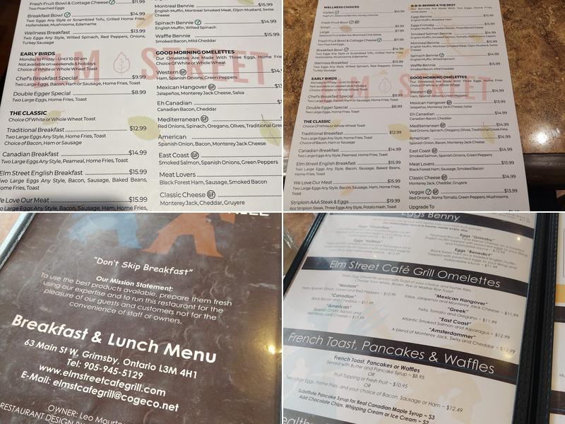 Elm Street Cafe Grill Menu
