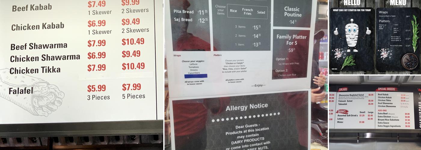 Messi Shawarma Menu