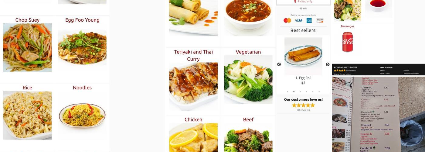 A- One Delights Buffet Menu