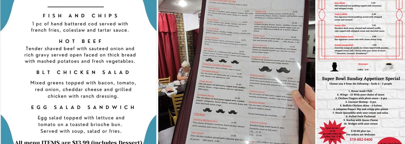 Actor's Casual Dining Menu