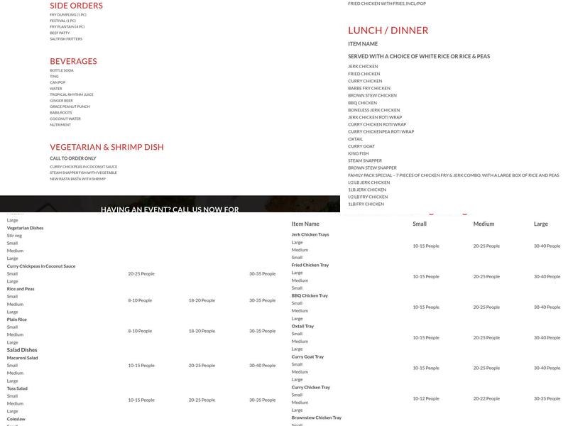 Don's Caribbean Jerk Restaurant - Brampton Menu