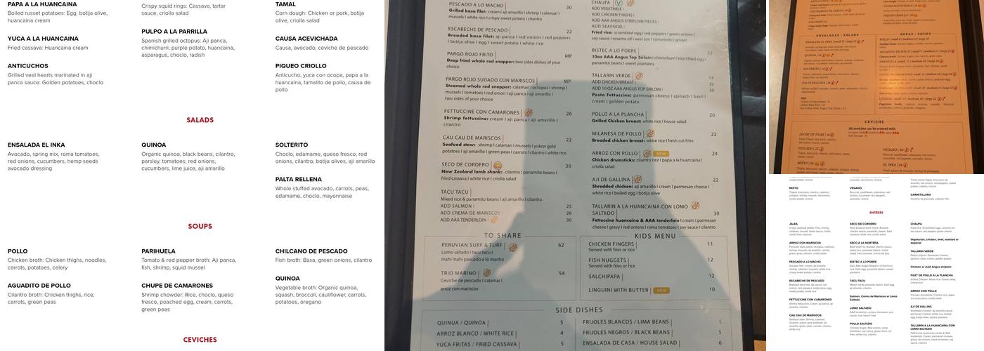 El Inka Peruvian Cuisine Burlington Menu