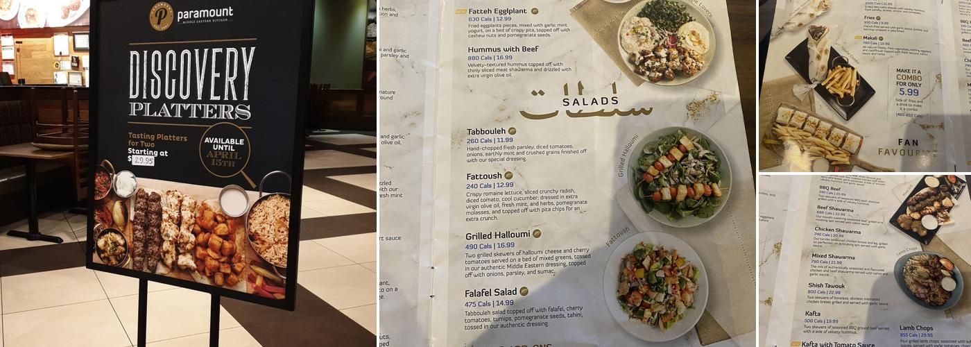 Paramount Middle Eastern Kitchen Menu