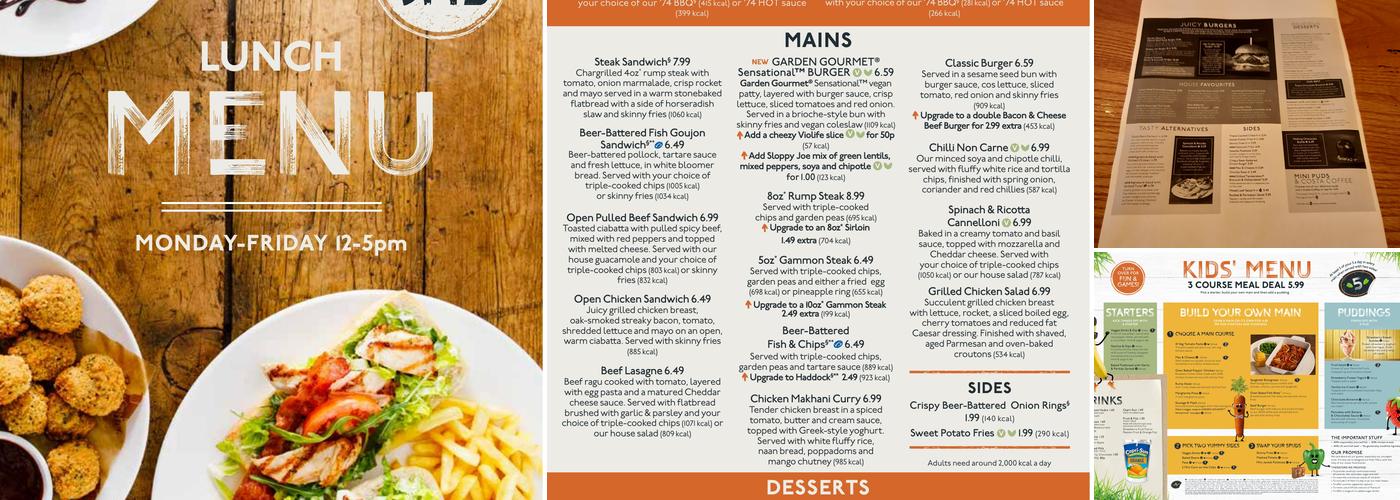 The Lakeside Beefeater Menu