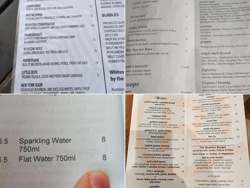 The Rushton Menu