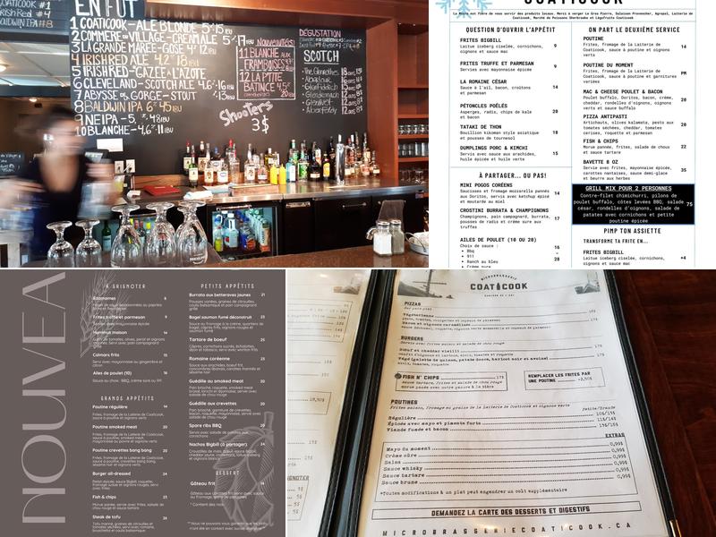 Microbrasserie Coaticook Menu