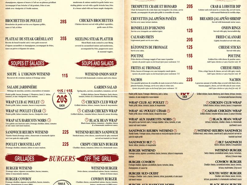 Resto Pub Witsend Menu