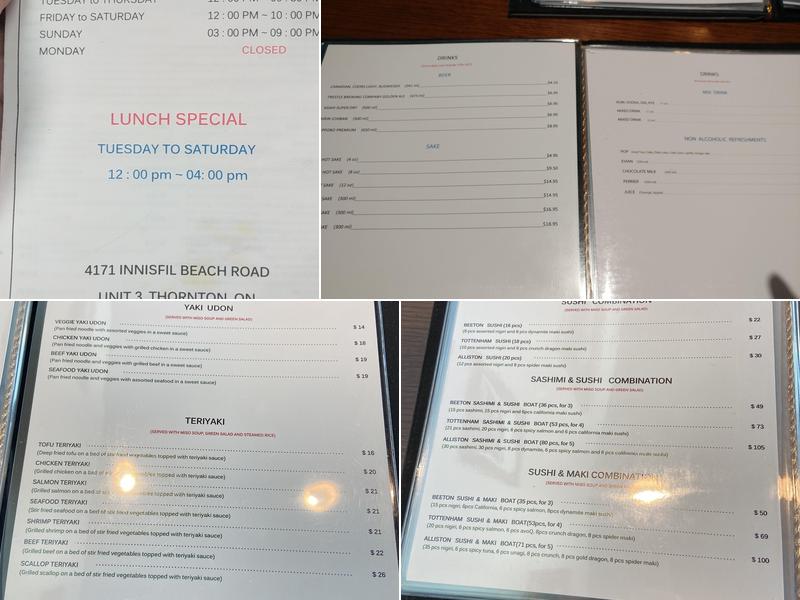the sushi chef Menu