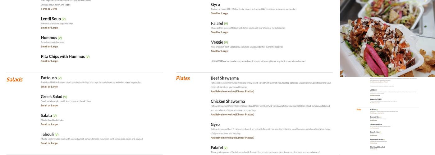 ohSHAWARMA Menu