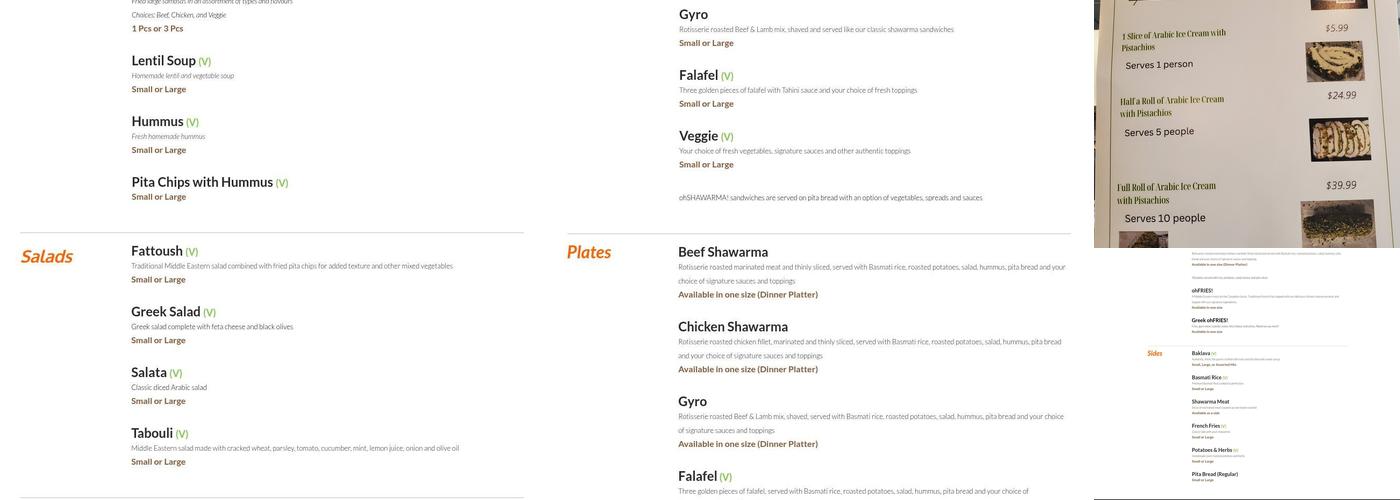 ohSHAWARMA! Menu