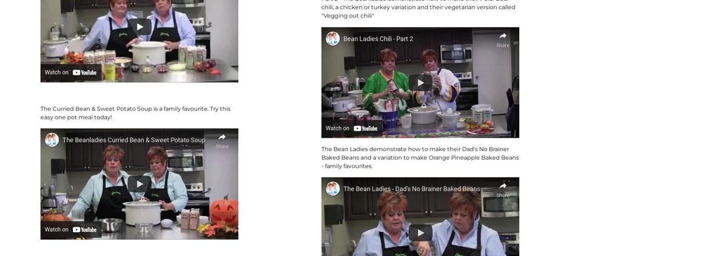 The Bean Ladies Menu