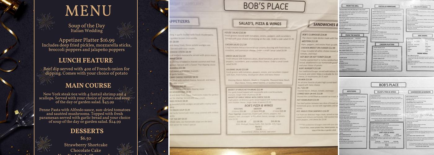 Bob's Place Menu