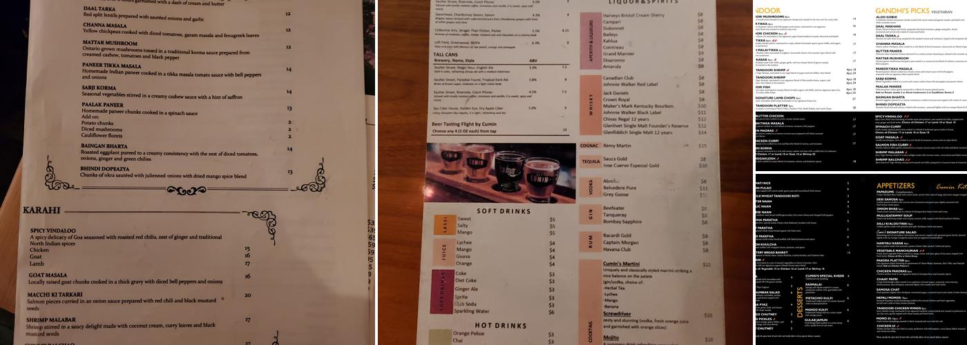 Cumin Kitchen Menu