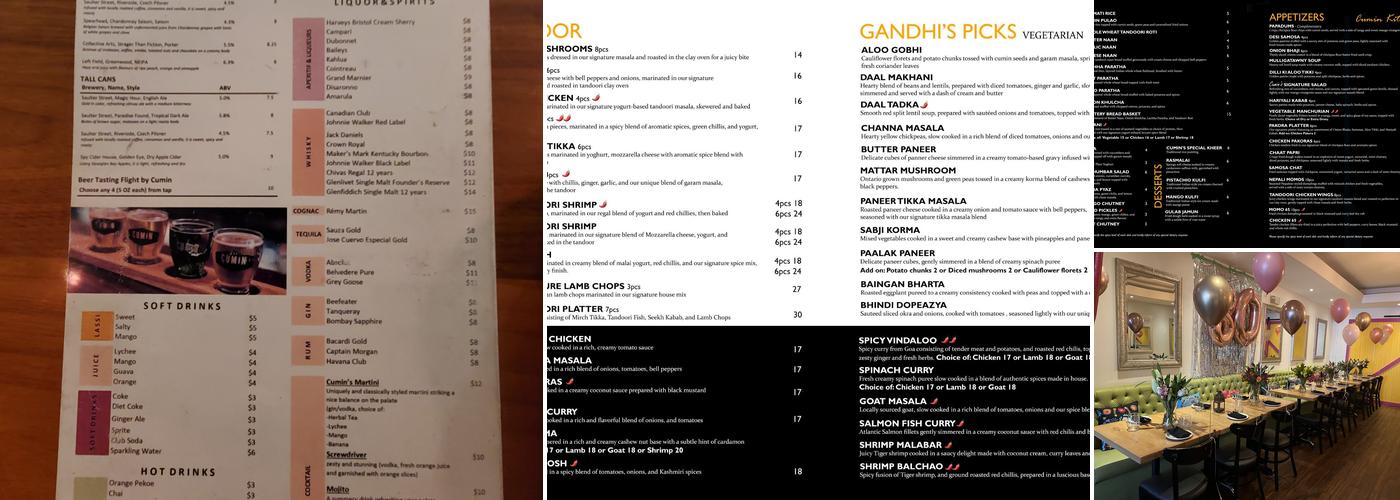 Cumin Kitchen Menu