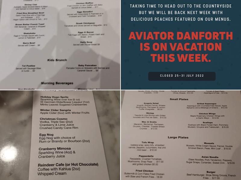 Aviator Danforth Menu