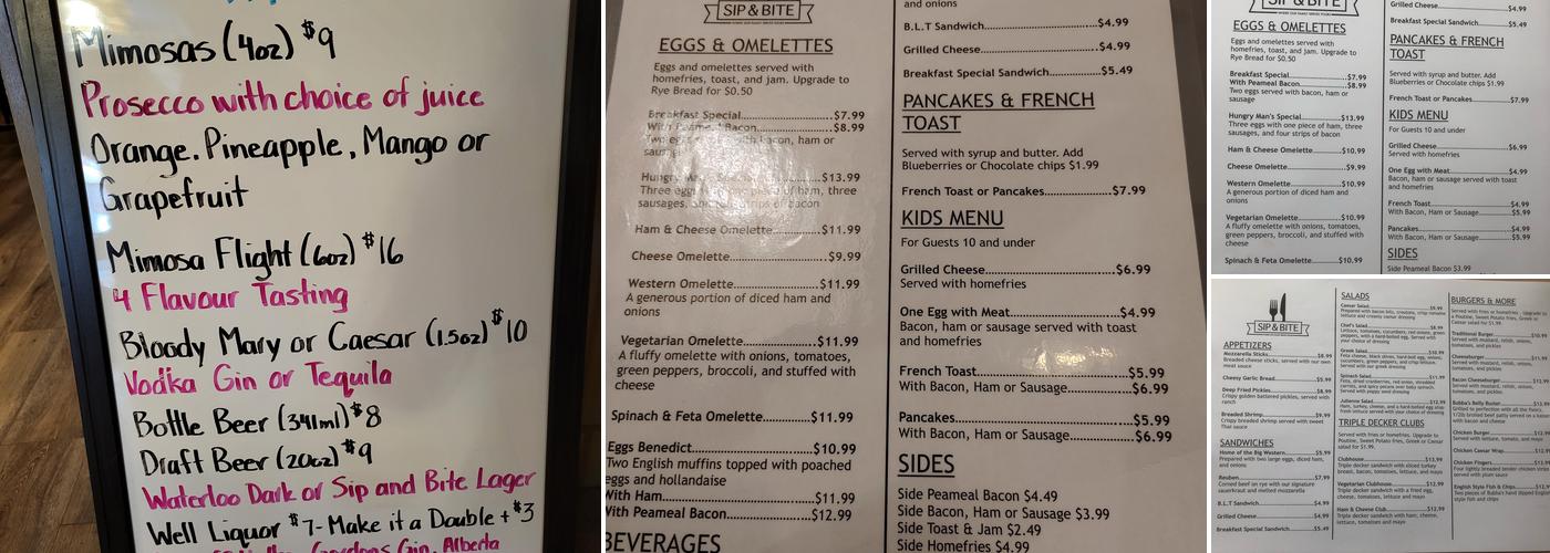 Sip 'N Bite Restaurant Menu