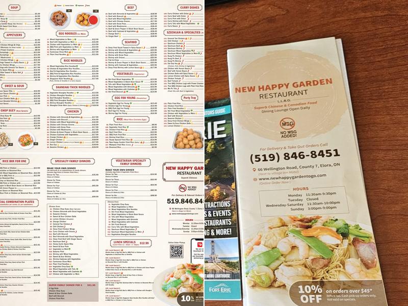 New Happy Garden Restaurant Menu