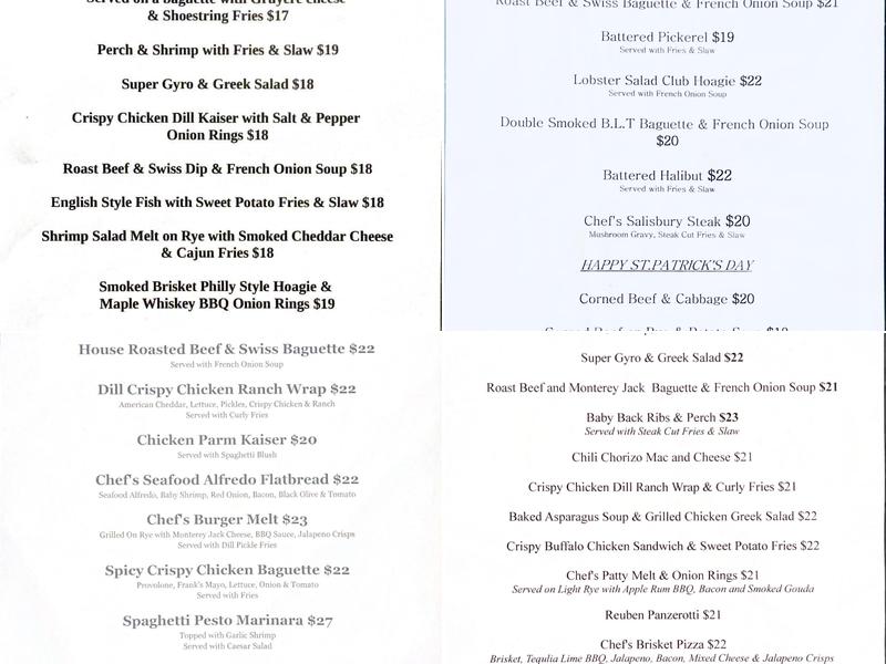 Vernon's Tap & Grill Menu