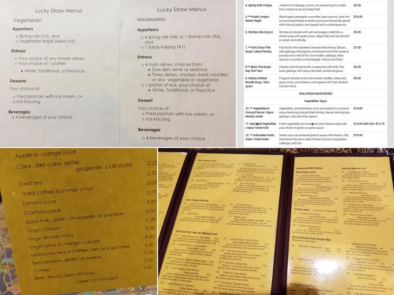 Chahaya Malaysia Menu