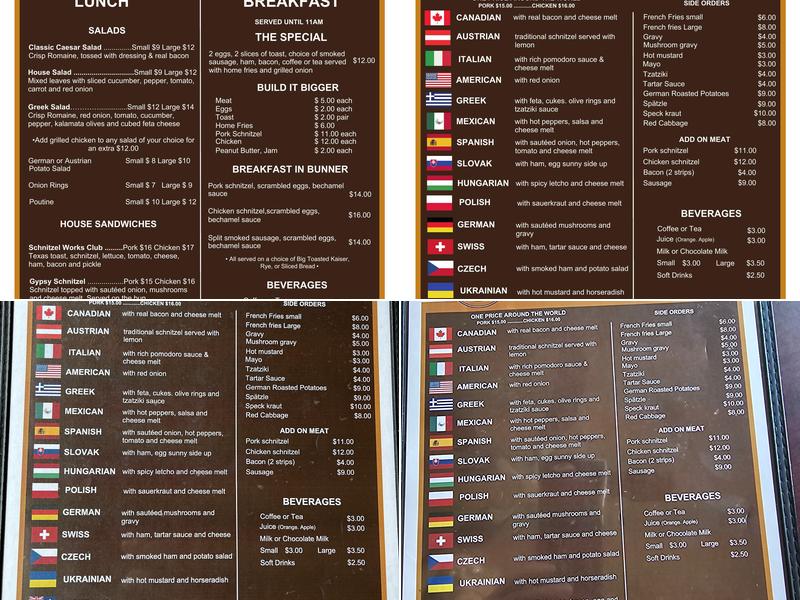 Schnitzelworks Menu