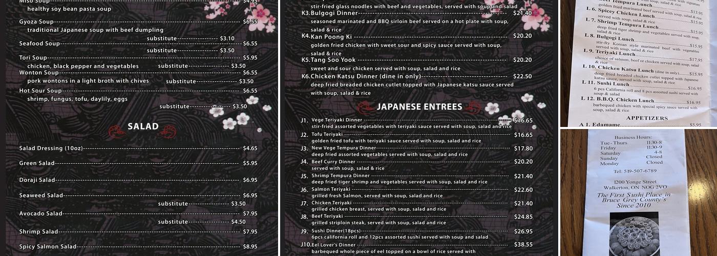 Walkerton Sushi Menu