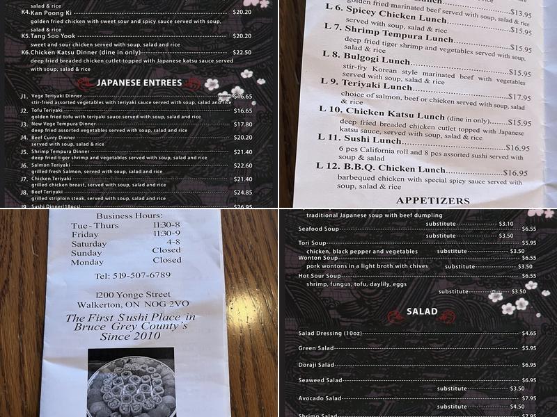 Walkerton Sushi Menu