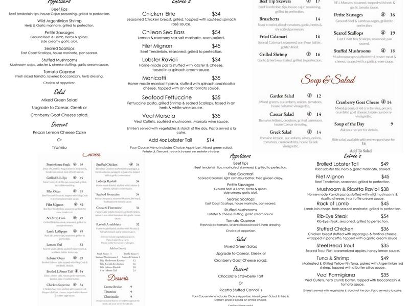Elite Restaurant Menu