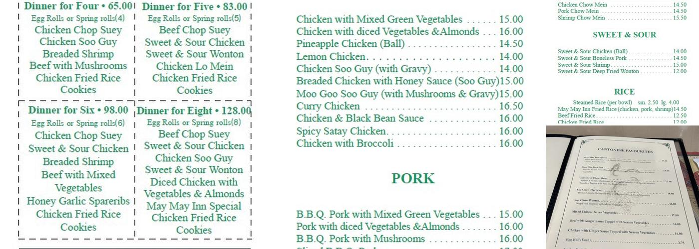 May May Inn Menu