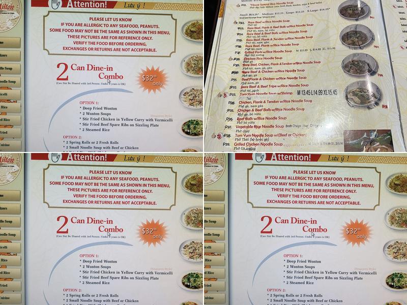 Pho Milton Menu