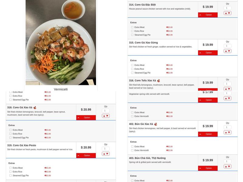 Phở Moonlight Menu