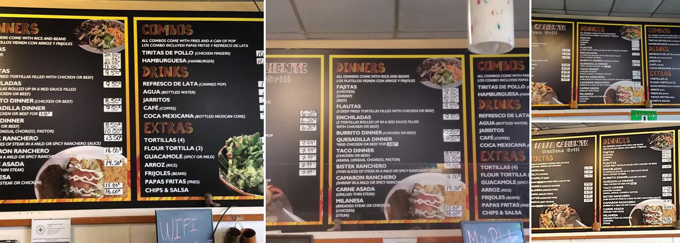 Salsa Caliente Mexican Grill Menu