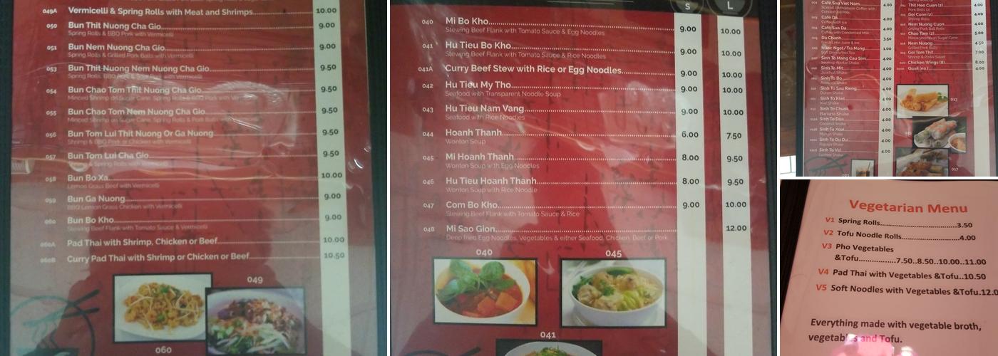 Pho Saigon Restaurant Menu