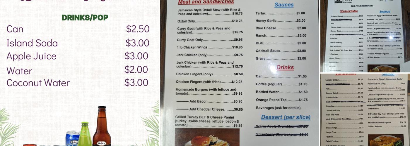 Ziggy's Fish & Chips and Caribbean food Menu