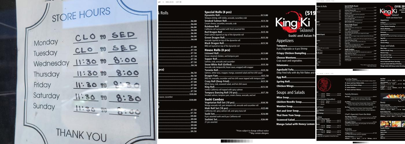 King Ki Menu