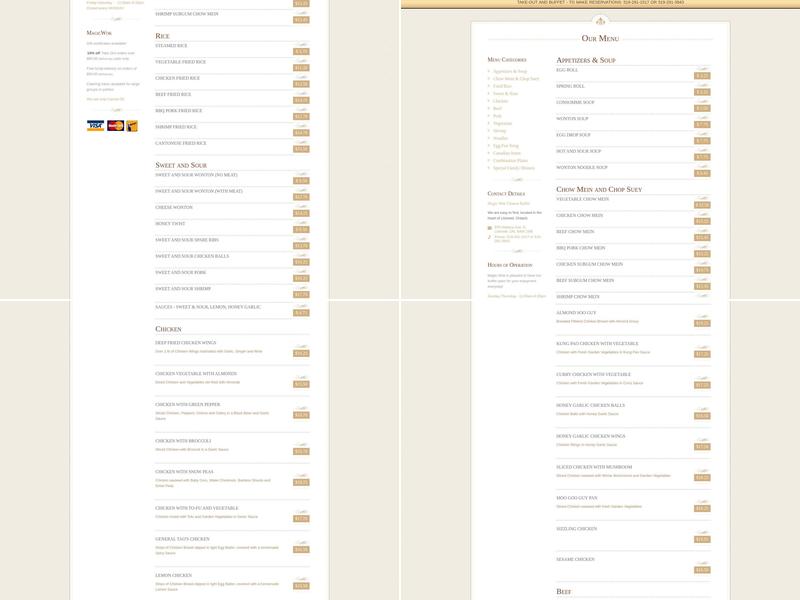 Magic Wok Chinese Buffet Menu