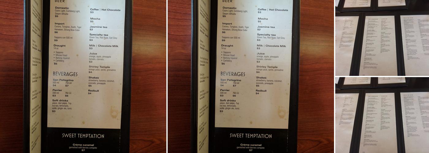 Phở Thi Fusion Menu