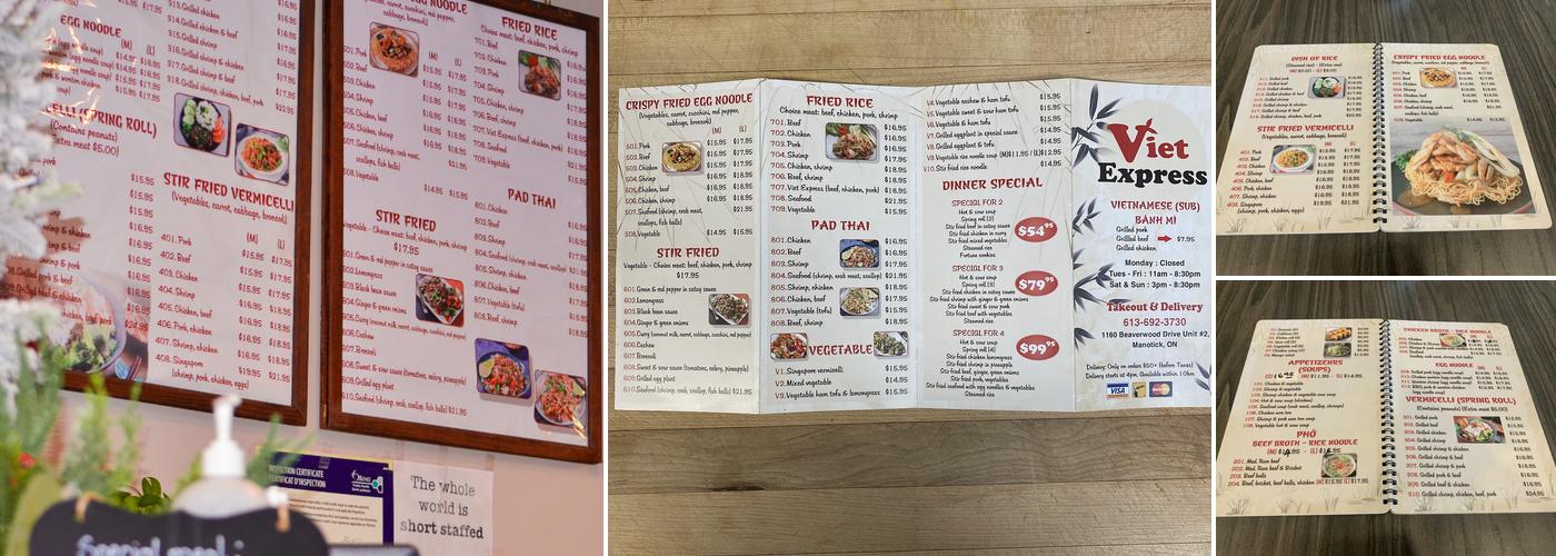 Viet Express Restaurant Menu