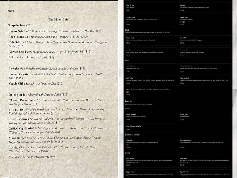 The Moon Cafe Menu