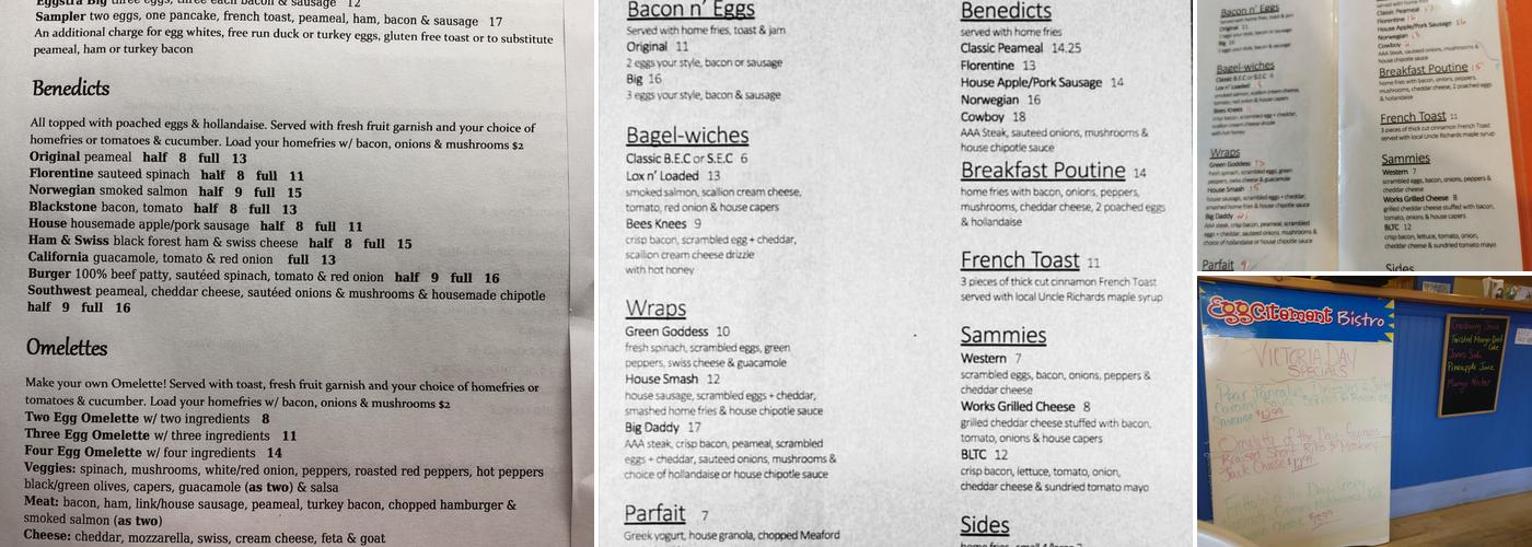Eggcitement Bistro Menu