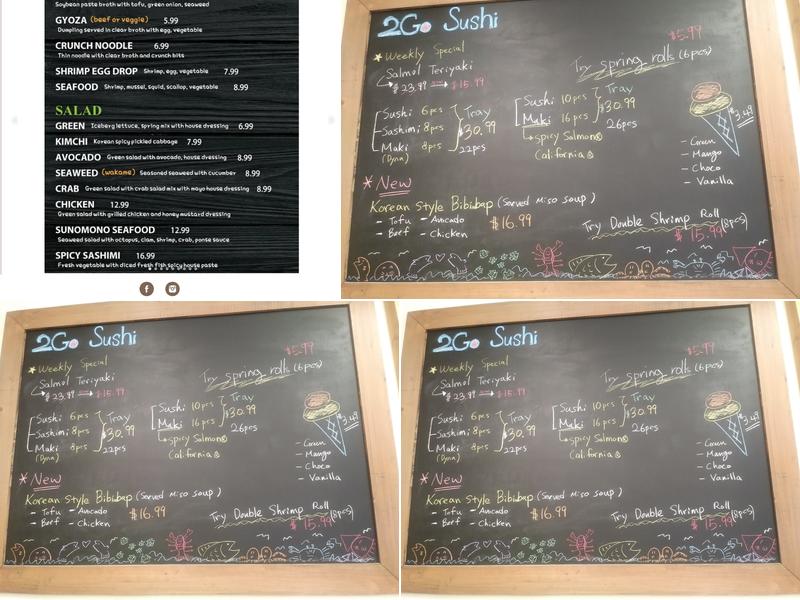 2go sushi Menu