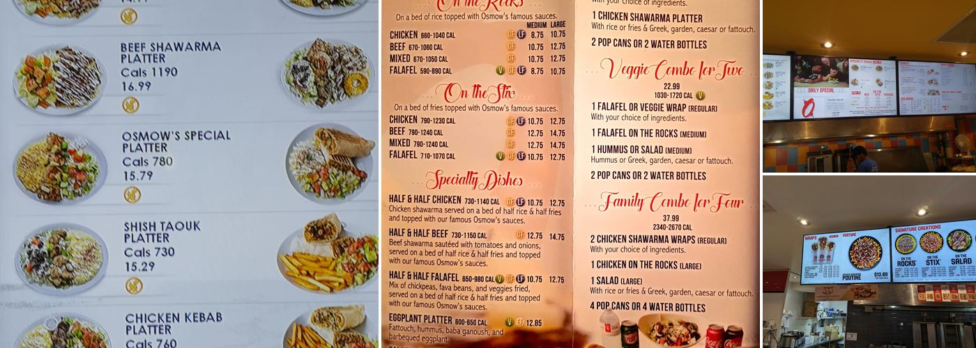Osmow's Shawarma Menu