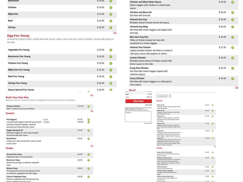 Eggroll Factory Menu