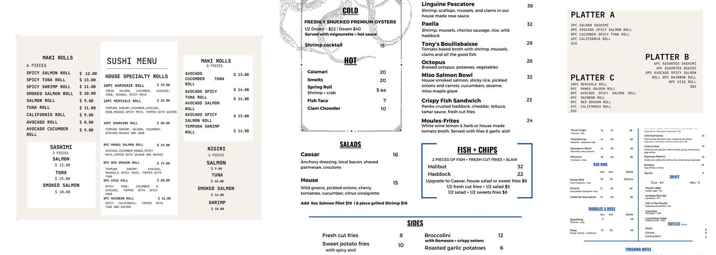 The Seafood Grill Menu