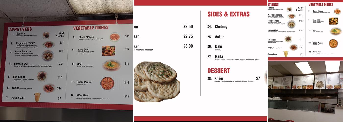 Naan Stop Express Menu