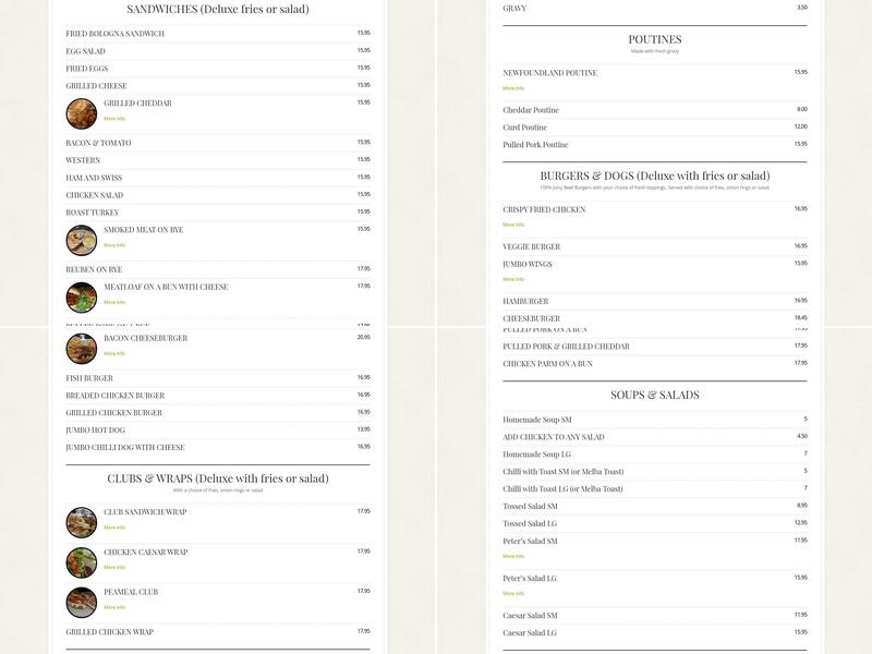 Peter's Family Fare Restaurant Menu