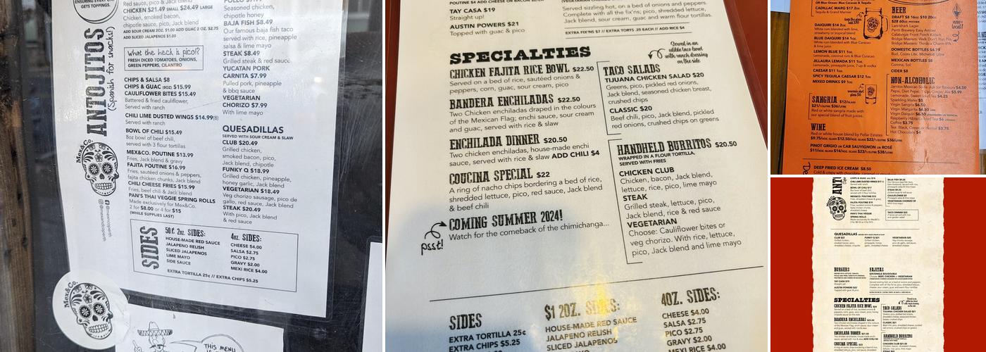 Mex & Co. Menu