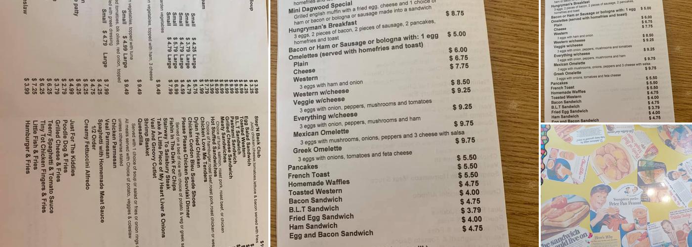 Step'N Back Diner Menu