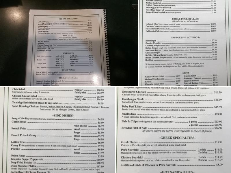 Country Diner Restaurant Menu