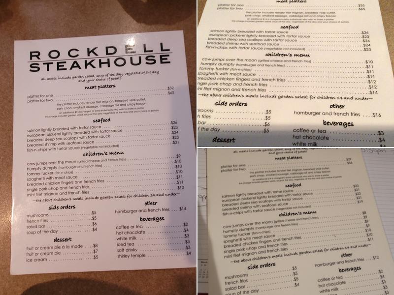Rock Dell Steak House Menu
